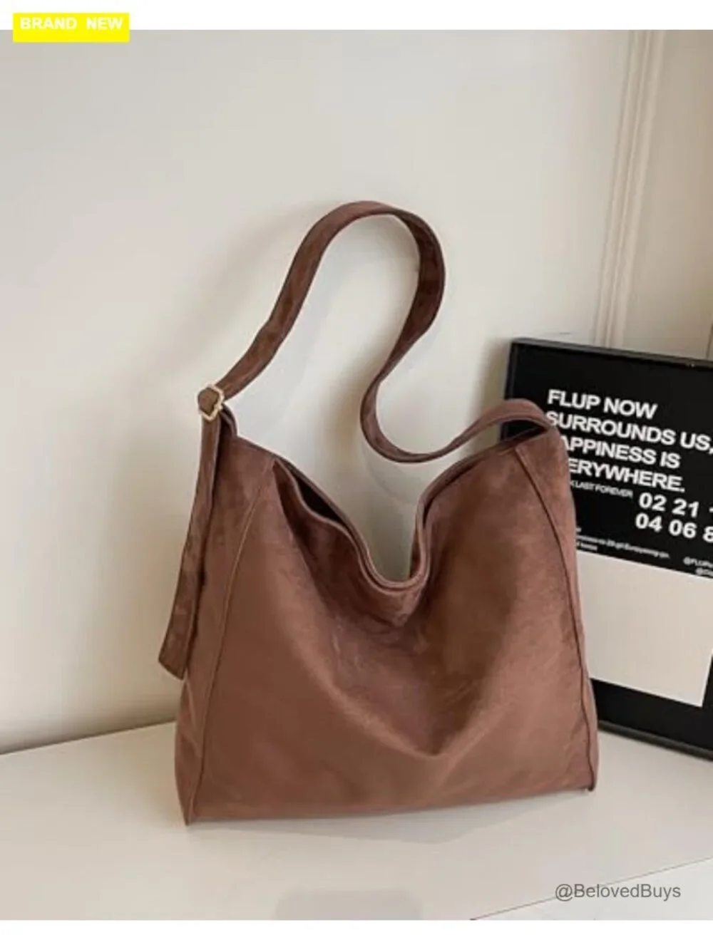 Faux Suede Slouchy Hobo Shoulder Bag Large Crossbody Tote for Work Travel